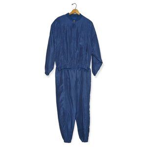 Vintage Zone Five 100% Silk Blue Track Suit Size Large
